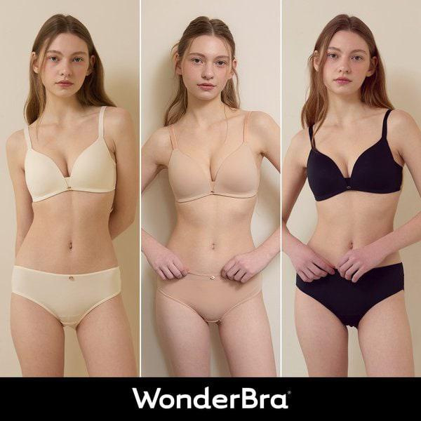 [Wonderbra] アクアVネック ノンワイヤー ブラパンティ 6種セット クリーム+ライトベージュ+ブラック WBW5M485051A_T
