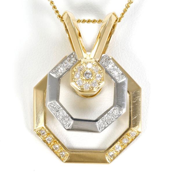 PT900 プラチナ K18YG ネックレス ダイヤ 0.334 カード鑑別書 ジュエリー 中古