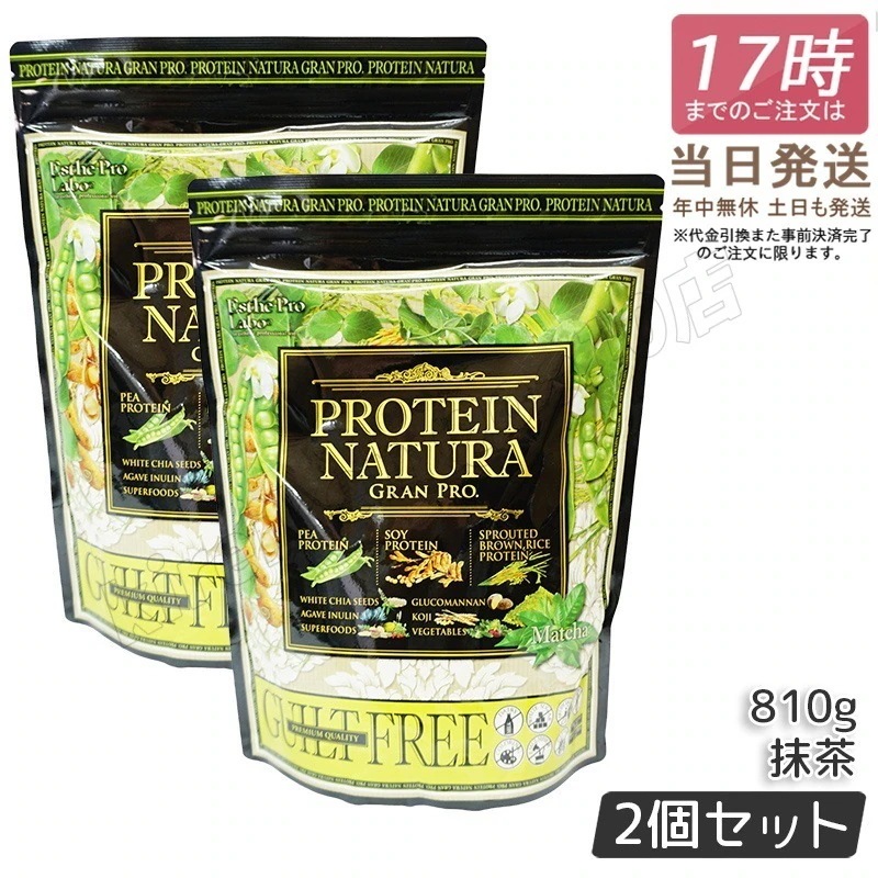 【2個セット】エステプロラボ プロテインナチュラ　グランプロ 抹茶 大袋 810g