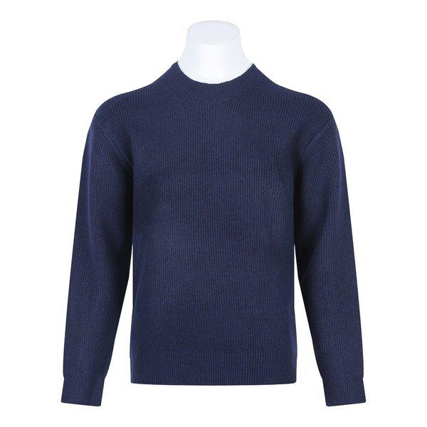 メンズ ミニマル ウール ハチ ラウンド ニットティー SG-KN-Q055-ネイビー