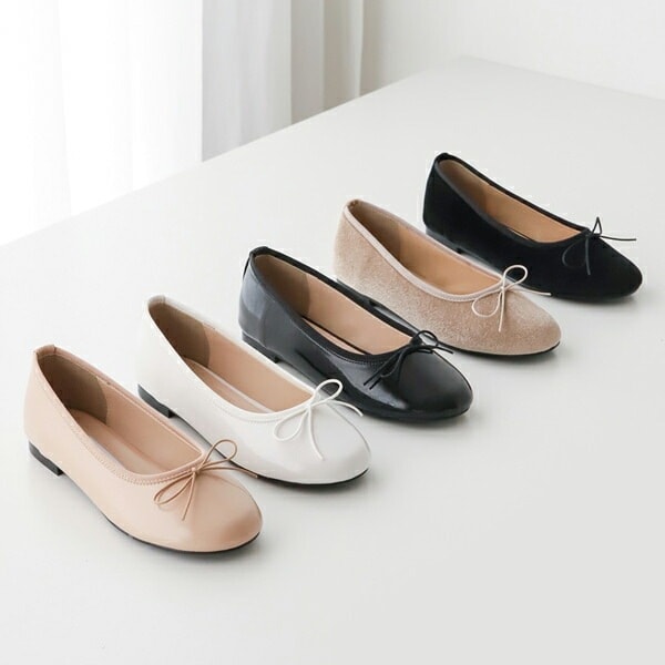 バレエシューズ パンプス りぼん リボン フラット レディース ぺたんこ 黒 ピンク 白 ベージュ