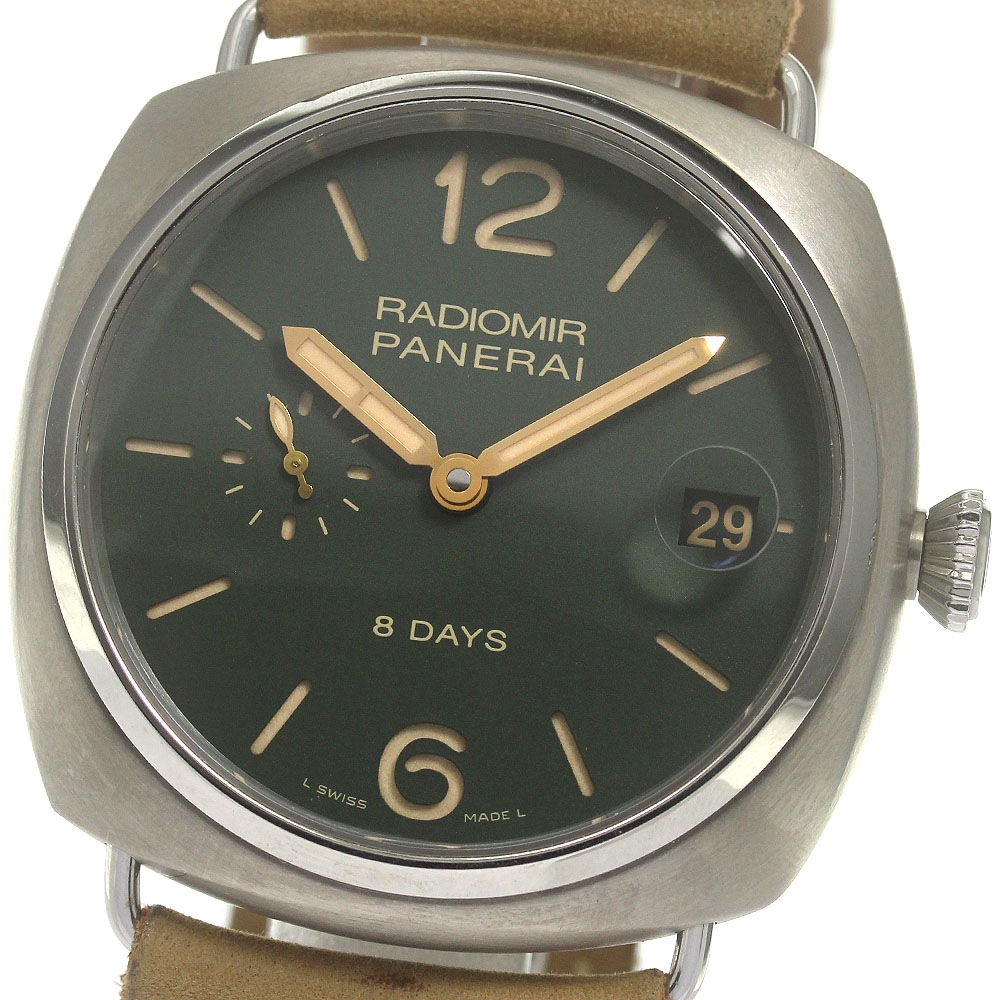 パネライ PANERAI PAM00735 ラジオミール 8デイズ チタニオ デイト 手巻き メンズ 良品 保証書付き_861855【中古】
