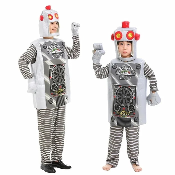短纳期ハロウィン 衣装 ロボット エイリアン RETRO ROBOT 　着ぐるみ 子供用　大人用 キッズ パパ 男性用親子ペア服 Cosplay　男子　コスプレ メンズ ハロウィン コスチューム衣