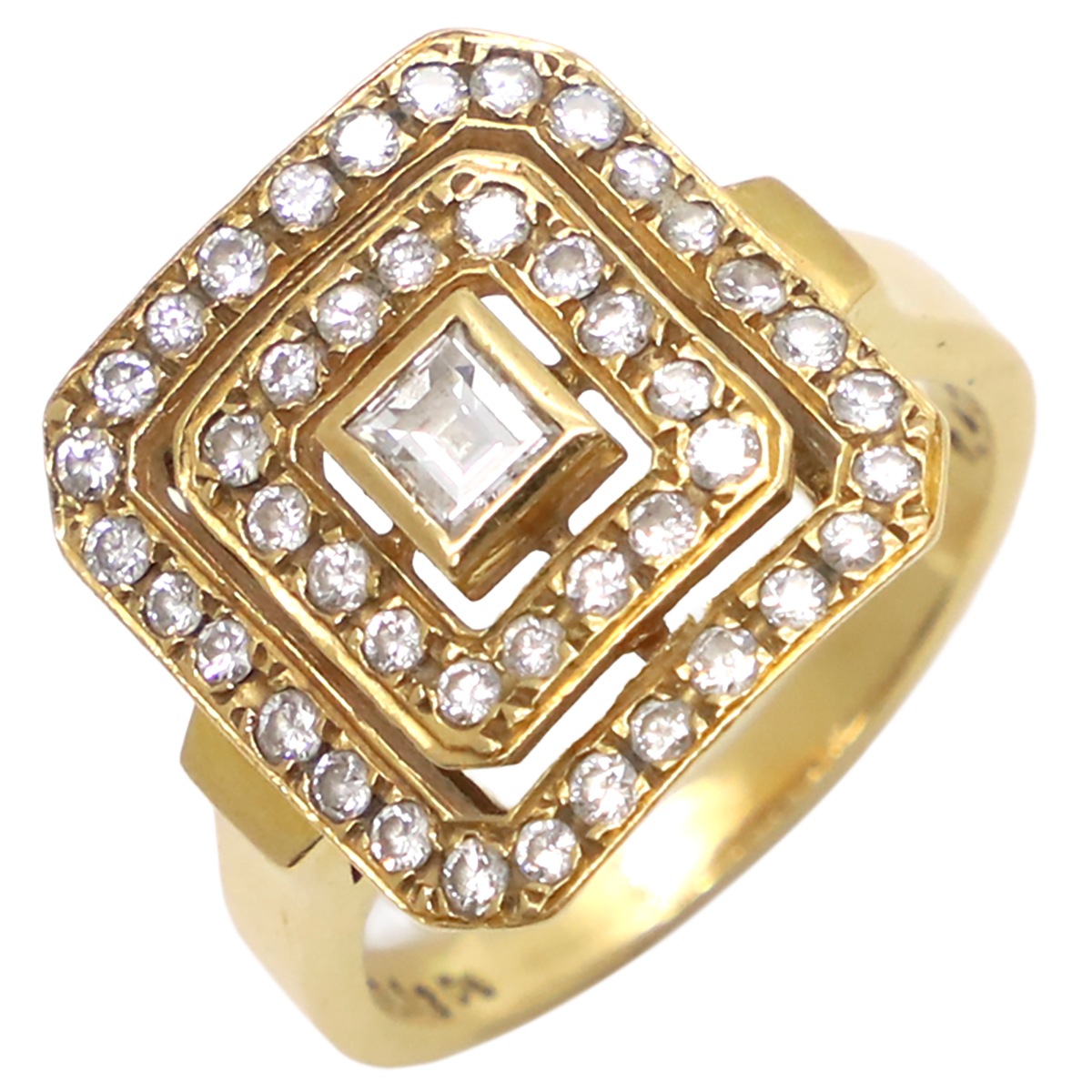 TASAKI TASAKI リング 指輪 スクエア ダイヤリング K18YG ダイヤモンド イエローゴールド 18K 750 YG 10.5号【中古】