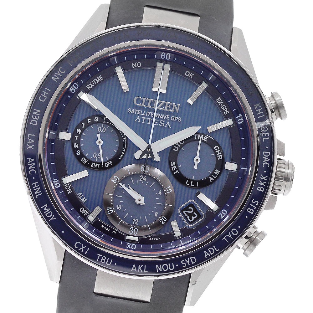 シチズン CITIZEN CC4050-18L/F950-0029S02 アテッサ ACT Line クロノグラフ デイデイト ソーラー電波 メンズ _957283【中古】