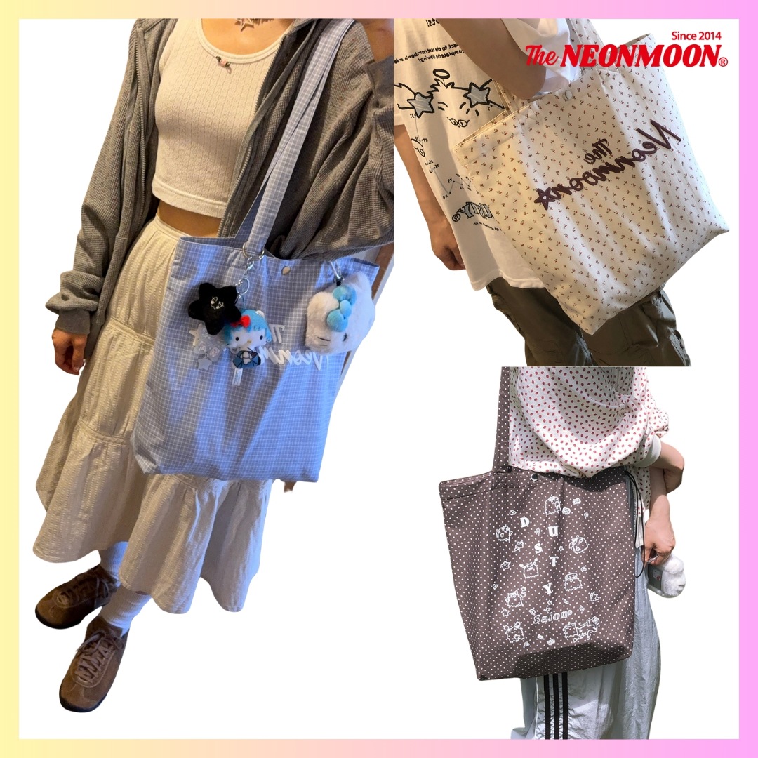[NEONMOON] TOTE BAG - 3 COLORS + FREE OMAKE 韓国トートバッグ レディース韓国 エコバッグ キャンバスバッグ