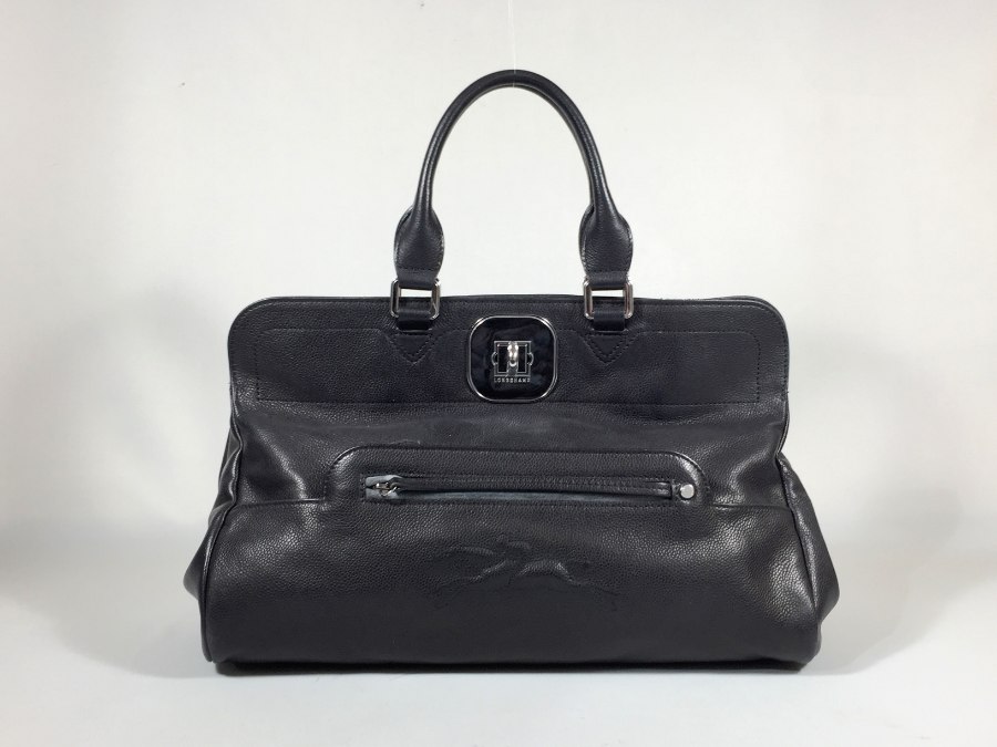 トートバッグ レザー ターンロック ブラック 【中古品】