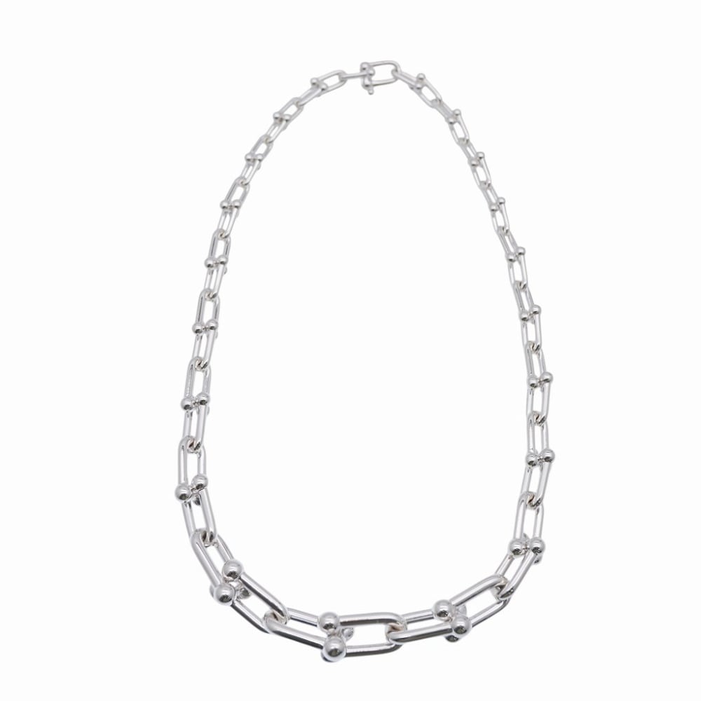 新品同様 ハードウェア グラジュエイテッド リンク ネックレス シルバー925 シルバー 0547【中古】 メンズ
