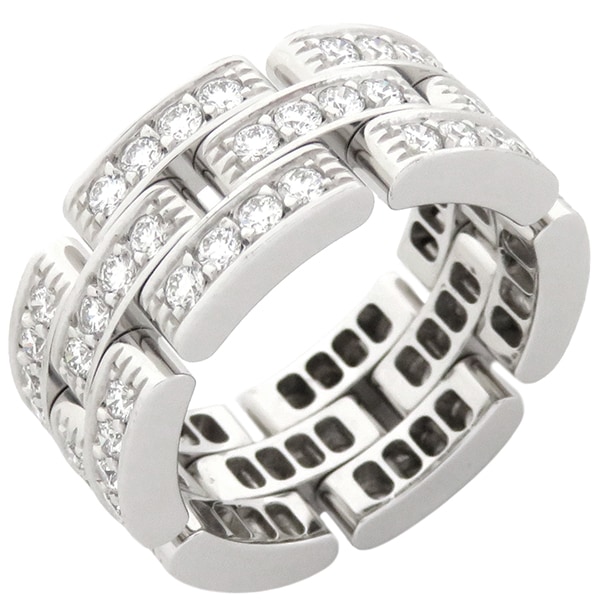 カルティエ Cartier リング 指輪 マイヨンパンテール 3連 フルダイヤ K18WG ダイヤモンド ホワイトゴールド #48(JP8) 750WG 18K 7号 N4111748 【箱】【中古】