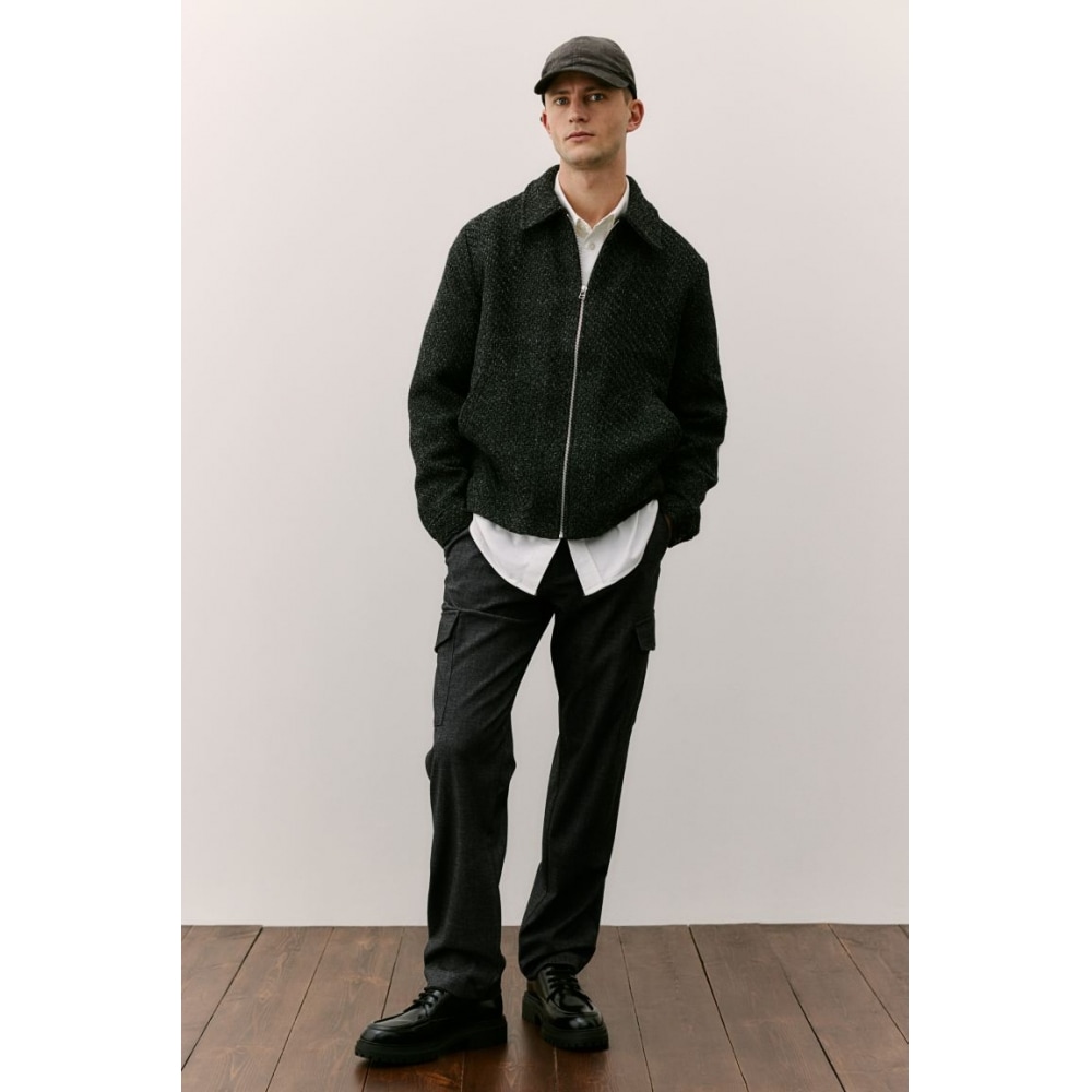 H&M レギュラーフィットカーゴトラウザーズダークグレー