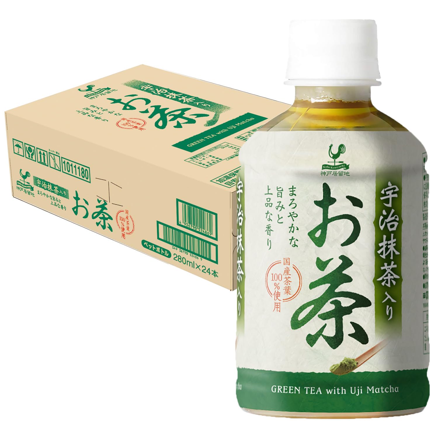 宇治抹茶入り 緑茶 PET 280ml ×24本 国産茶葉100% 無香料 無着