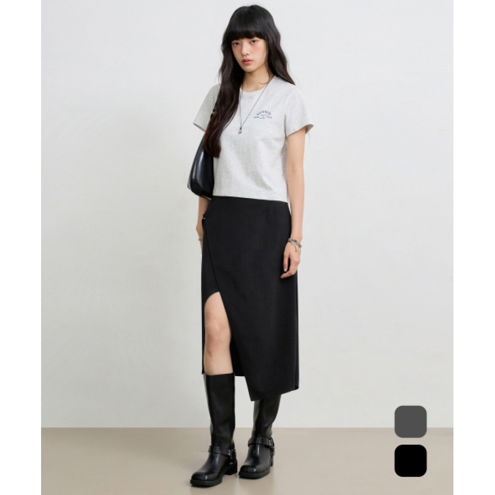 EUGGEN アシンメトリックレイヤードラップスカート_2 COLOR