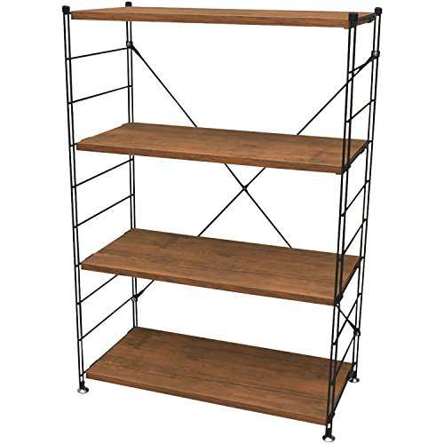 色：アンティークブラウン 山善(YAMAZEN) ウッドシェルフ 4段 アンティーク ブラウン 幅8 14,045円