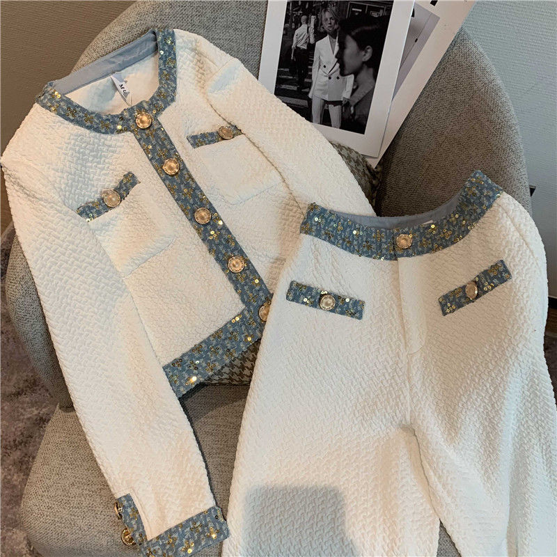 スウェット上下セット新型春秋服高級感洋風セレブの減齢モダンワイドパンツ2点セットセットアップ レディース 秋冬