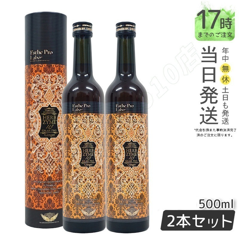 【２本セット】ハーブザイム 113 グランプロ ジンジャー 500ml エステプロラボ Esthe Pro Labo ファスティング 酵素飲料 酵素 ドリンク専売（オラックス／ジンジャー／プレーン）栄養ドリンク