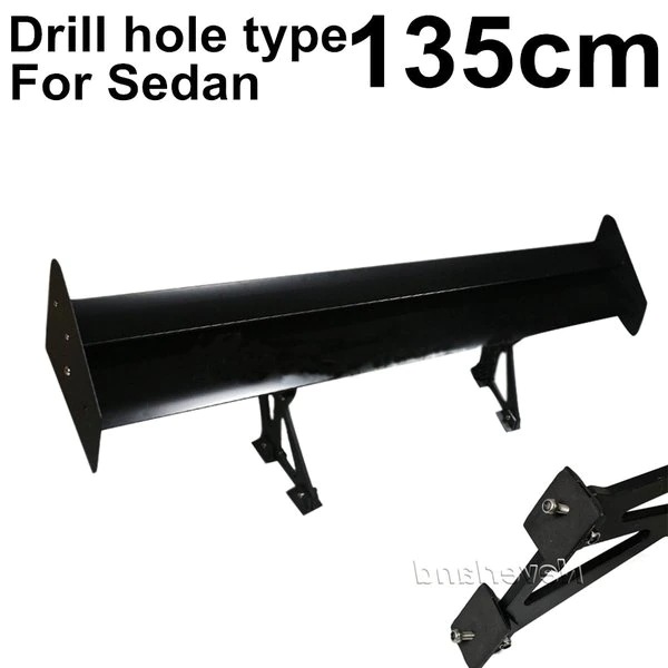 135 センチメートル 53 調節可能なダブルデッキ軽量アルミユニバーサル車セダン GT リアトランク翼レーシングカースポイラー黒ドリル穴 29,141円