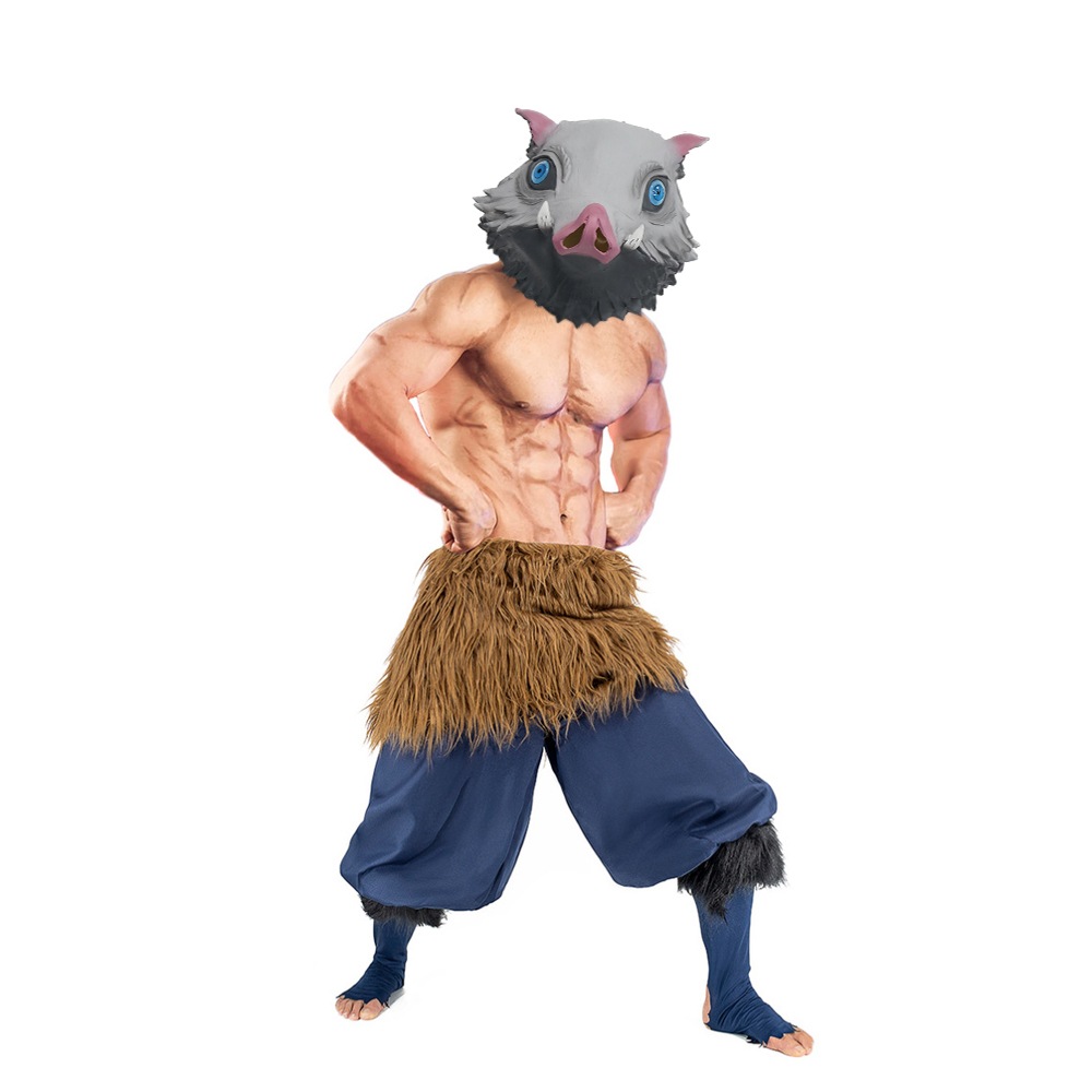 嘴平伊之助 いのすけ コスプレ かぶりもの アニメ ラテックス 仮装 道具 コスチューム はしびらいの助服用コスプレコスチューム  M-2011