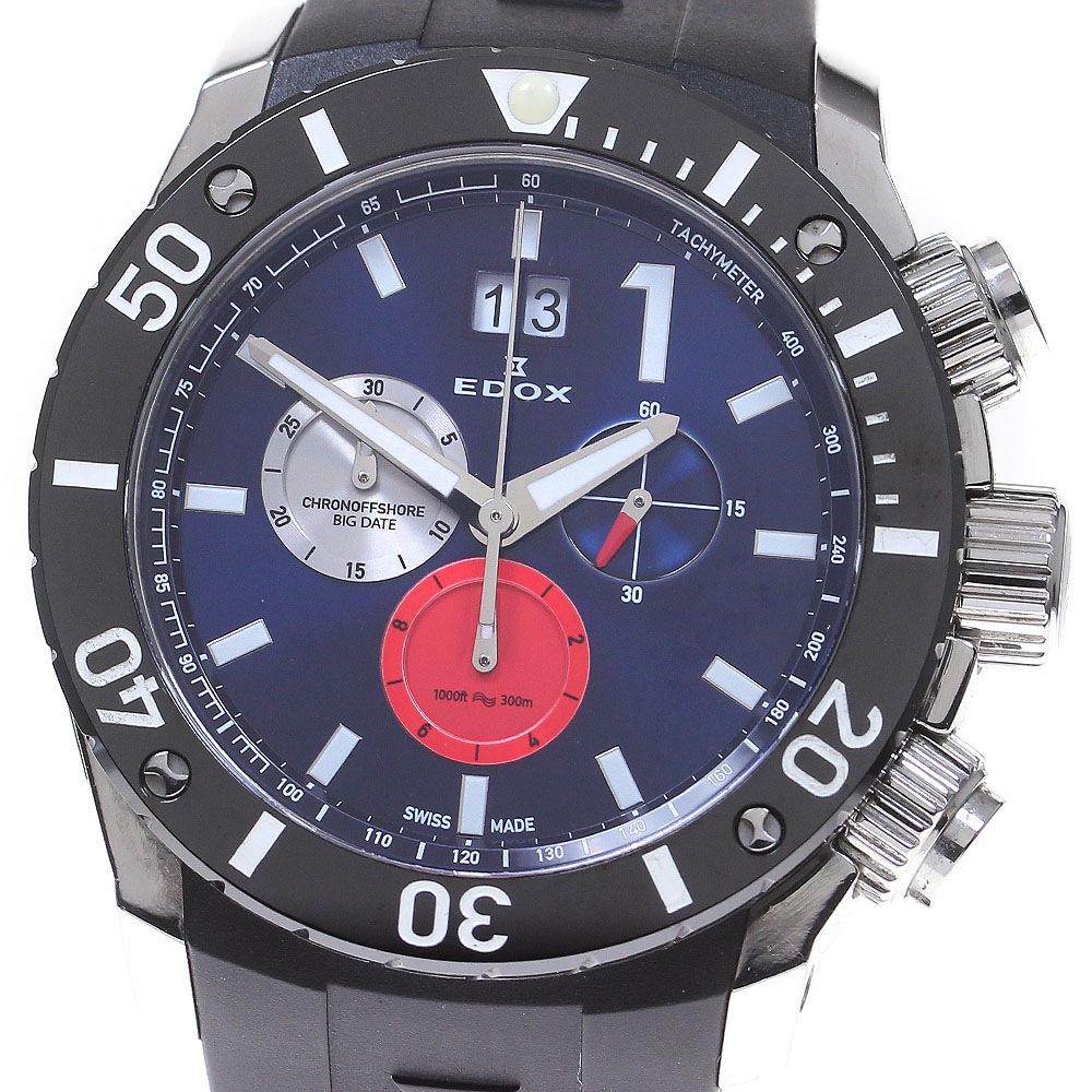 エドックス EDOX 10020 クラスワン ビックデイト クォーツ メンズ 箱・保証書付き_838696【中古】