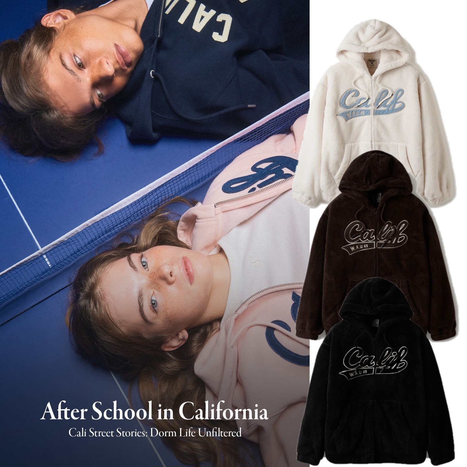 [2024 FW] Signature Furfleece Patch Hood Zip-up 韓国ファッション カップルルック 韓国冬 スタイル ファッション