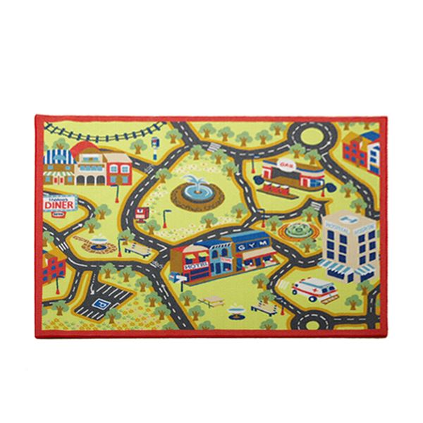 子供用 デスクカーペット/ルームマット (男の子用 約110cm×133cm) 長方形 洗える 傷防止 お手入れ簡単