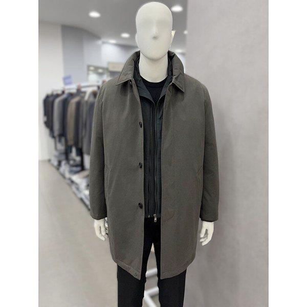 メンズ冬3WAYカーキベスト裏地型グースダウンパッド入りロングマックコート型ジャンパー