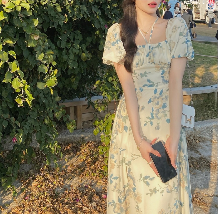 ワンピース スカート 花柄ワンピ スリットワンピ ひざ丈 ひざ下 膝下 袖あり 半袖 スクエアネック 襟なし スリム タイト 細身 ストレート スマート かわいい 大人可愛い 大人女子 カジュアル