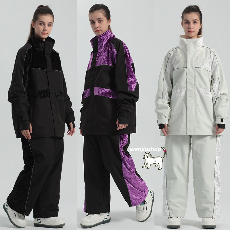スノーボードウェア 2025 上下セット メンズ レディース アウター ジャケット パンツ ズボン ゆったり セットアップ ウィンタースポーツ 韓国風 防水防寒スノーウェア スキーウェア スノボウェア