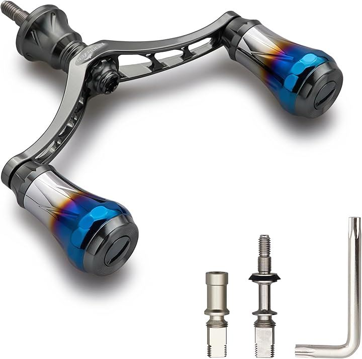 V3.0 80/98mm リール ハンドル 航空アルミ製 シマノ ダイワ 通用 スピニングリール Arch(ダークグレー(22STELLA/23AIRI, V4.0 - 80mm)