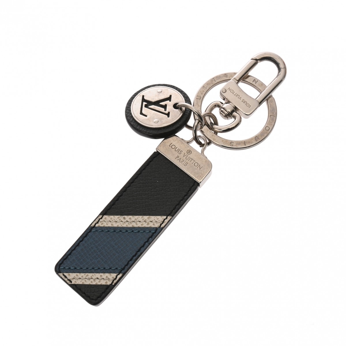 ネオLVクラブ ブラック/ブルー M64643 メンズ レザー キーホルダー ABランク 中古 銀蔵