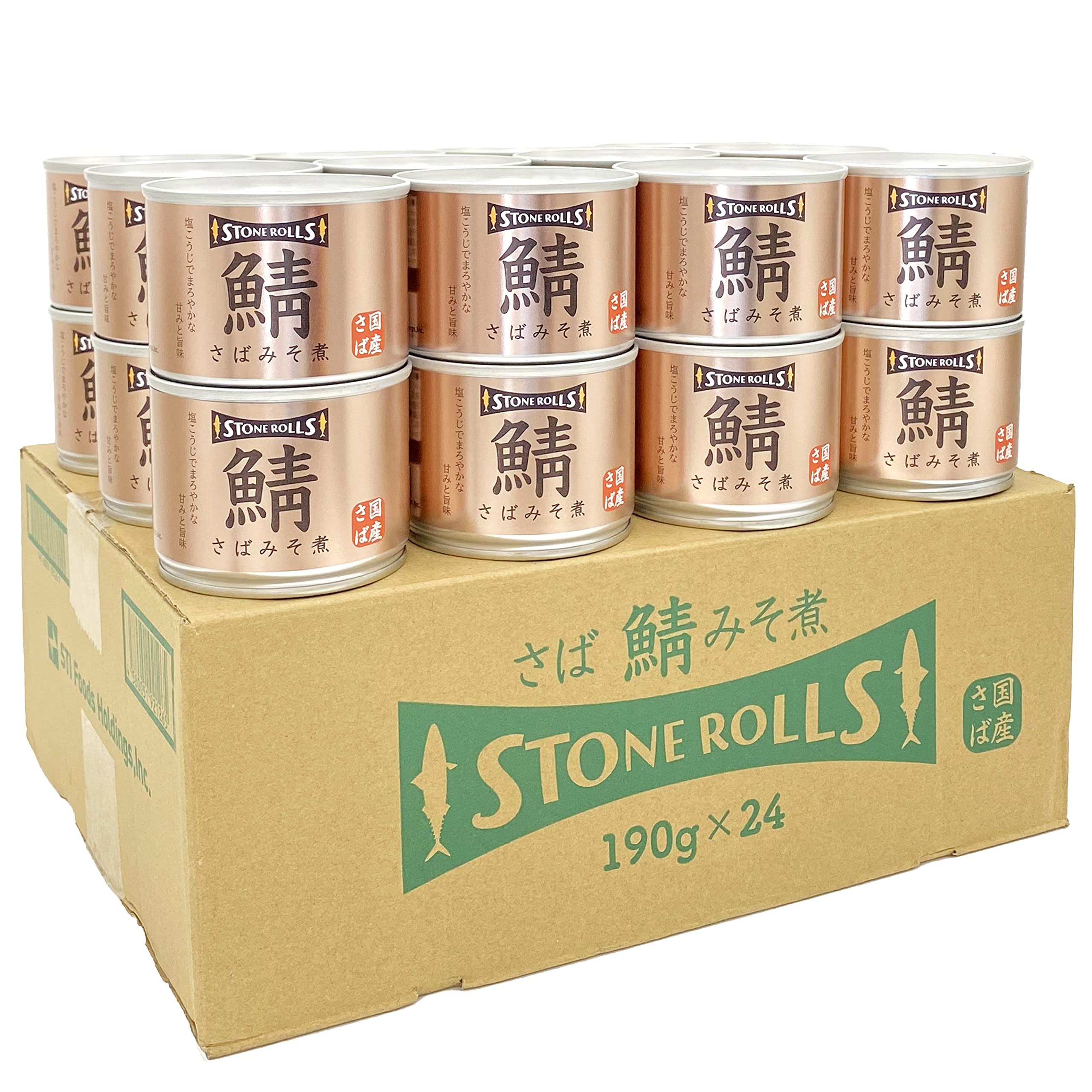 STONE ROLLS（ストンロルズ） 国産さばみそ煮 【たんぱく質29.1g】 190g (24缶セット)