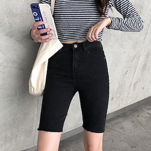ハーフパンツ デニム レディース スキニーパンツ 五分丈 Ｇパン デニムパンツ スリムパンツ ショー
