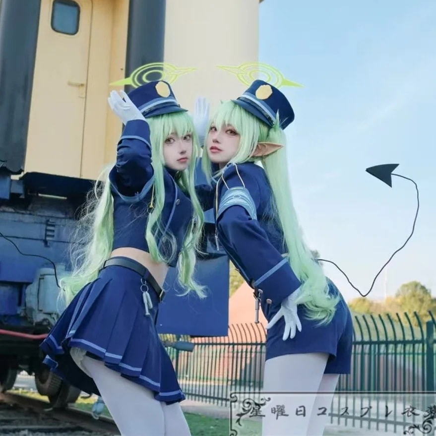 『一部在庫あり』 ブルーアーカイブ ブルアカ 鉄道学園 双子 橘ノゾミ 橘ヒカリ コスプレ衣装 コスチューム