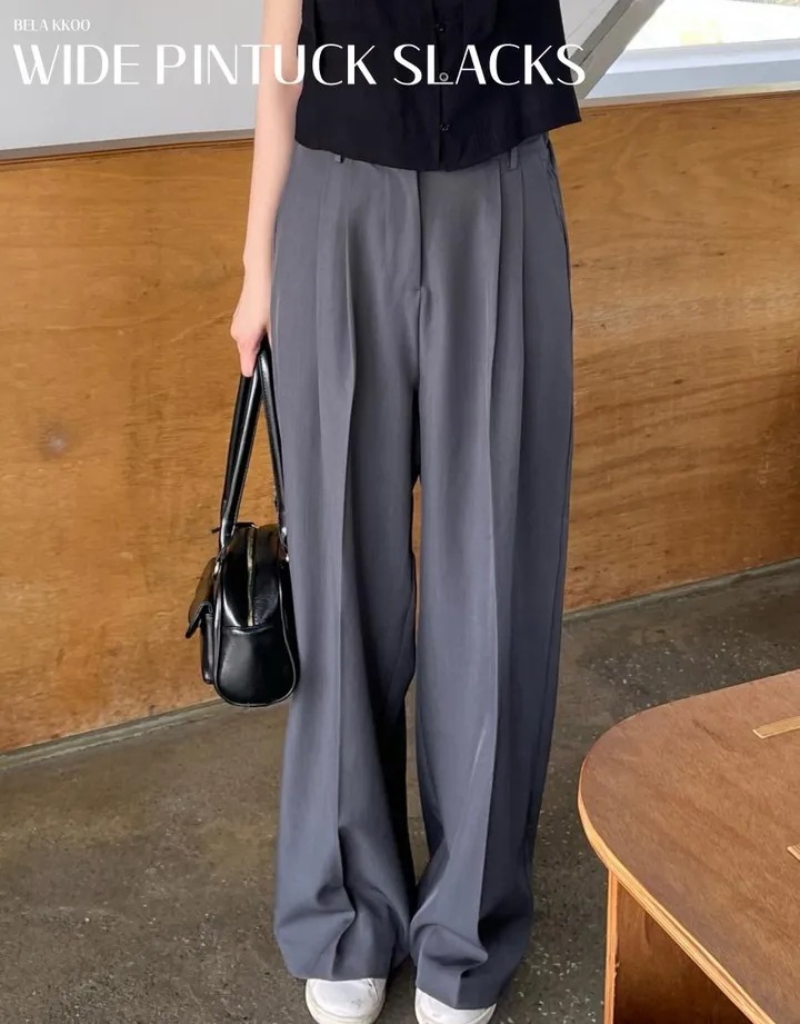 와이드 핀턱 슬랙스 롱슬랙스 와이드팬츠 투핀턱슬랙스