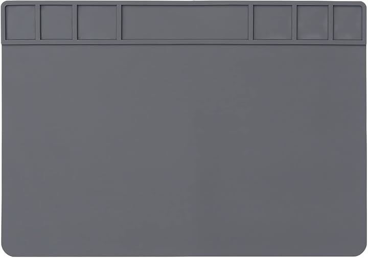 磁気あり特大作業マット 495 x 350 mm シリコン製 耐熱500℃ はんだ作業 電子機器の分解修理グレー(グレー)