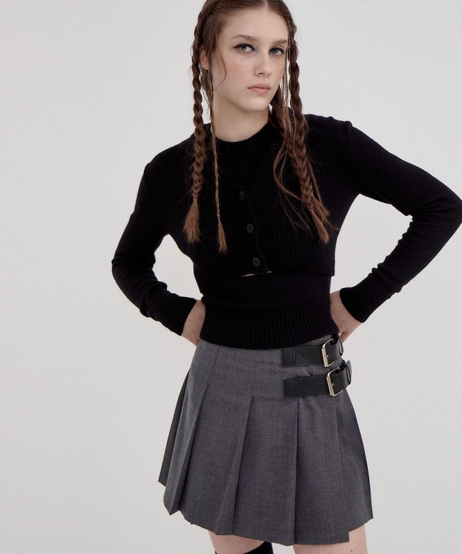 RR CROP KNIT CARDIGAN BLACK