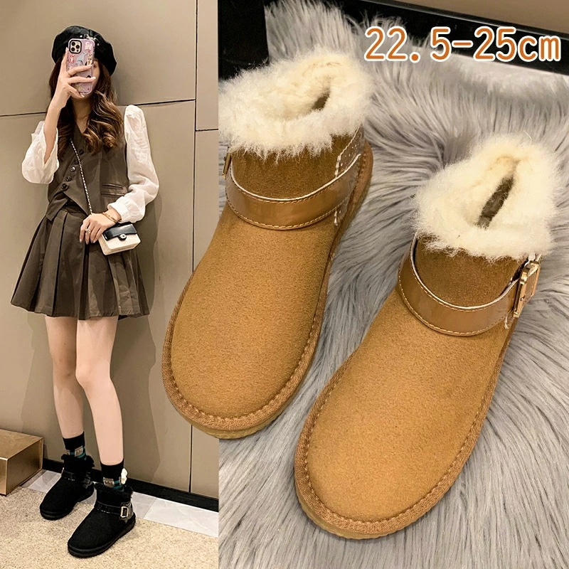レディース ブラック ムートンブーツ ブラウン スノーブーツ ミドルブーツ ボアブーツ ファーブーツ ムートンシューズ 裏ボア 裏起毛 暖かい 履きやすい 歩きやすい 防寒 防滑 通学 通勤 滑らない