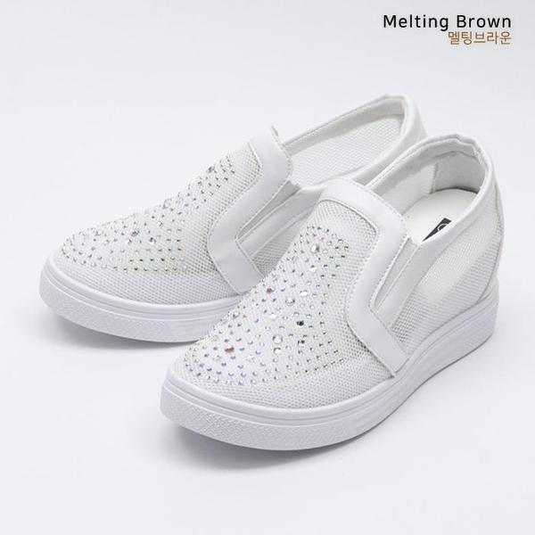 女性メッシュスニーカー厚底スリッポン JB8