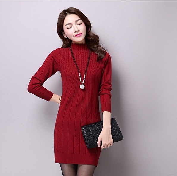 長袖ニットワンピ ハイネックワンピース ミニワンピース ニットワンピース スカート ワンピース ニットソー プルオーバー オールインワン ミニスカート タイトスカート ニットスカート ミニ ミニ丈