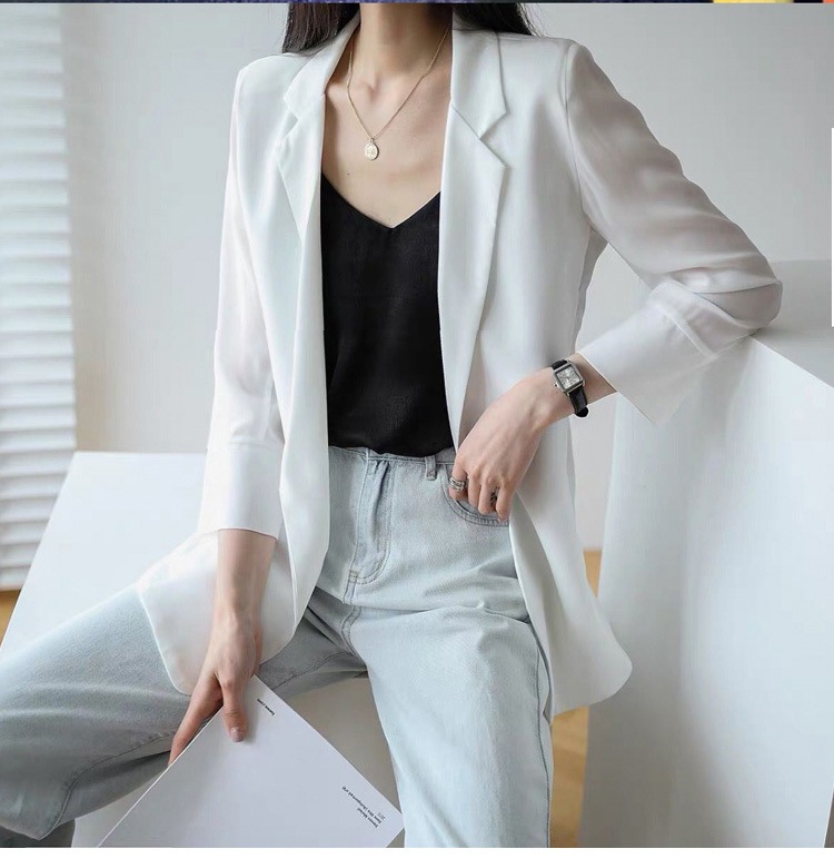 春秋スーツジャケット 長袖ジャケット ロング丈スーツジャケット カジュアルスーツジャケット トップス アウター ジャケット 上着 スーツ ロング ロング丈 袖あり 長袖 Vネック 襟付き スリム