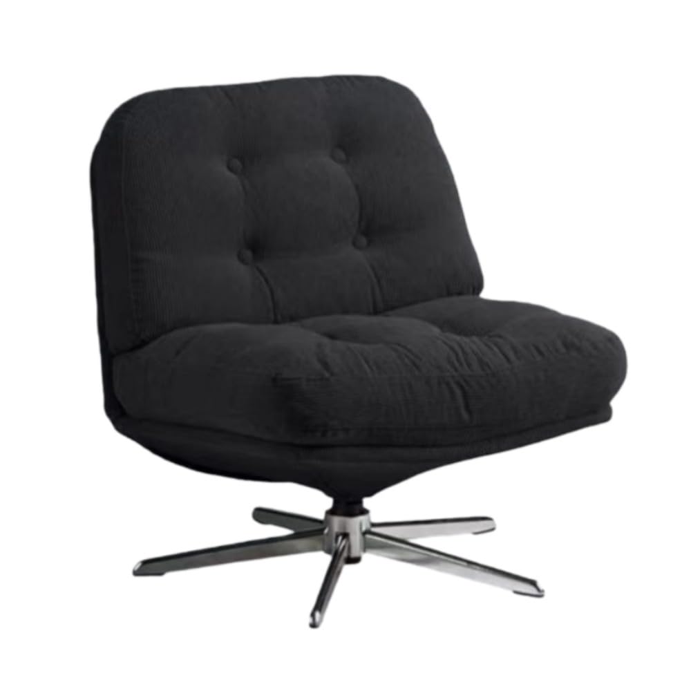 ボタンデザインのコーデュロイ製回転ソファチェア回転する金属脚と快適な座り心地でリビングルームでのくつろぎや勉強での読書に最適です (63*47*69cm) (ブラック 高さ調節可能) 13,134円