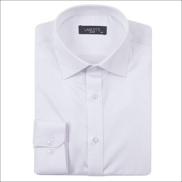 男性 ホワイト ソリッド ポケットなし レギュラーフィット 礼服/ビジネス 長袖ワイシャツ LWM5419WH02