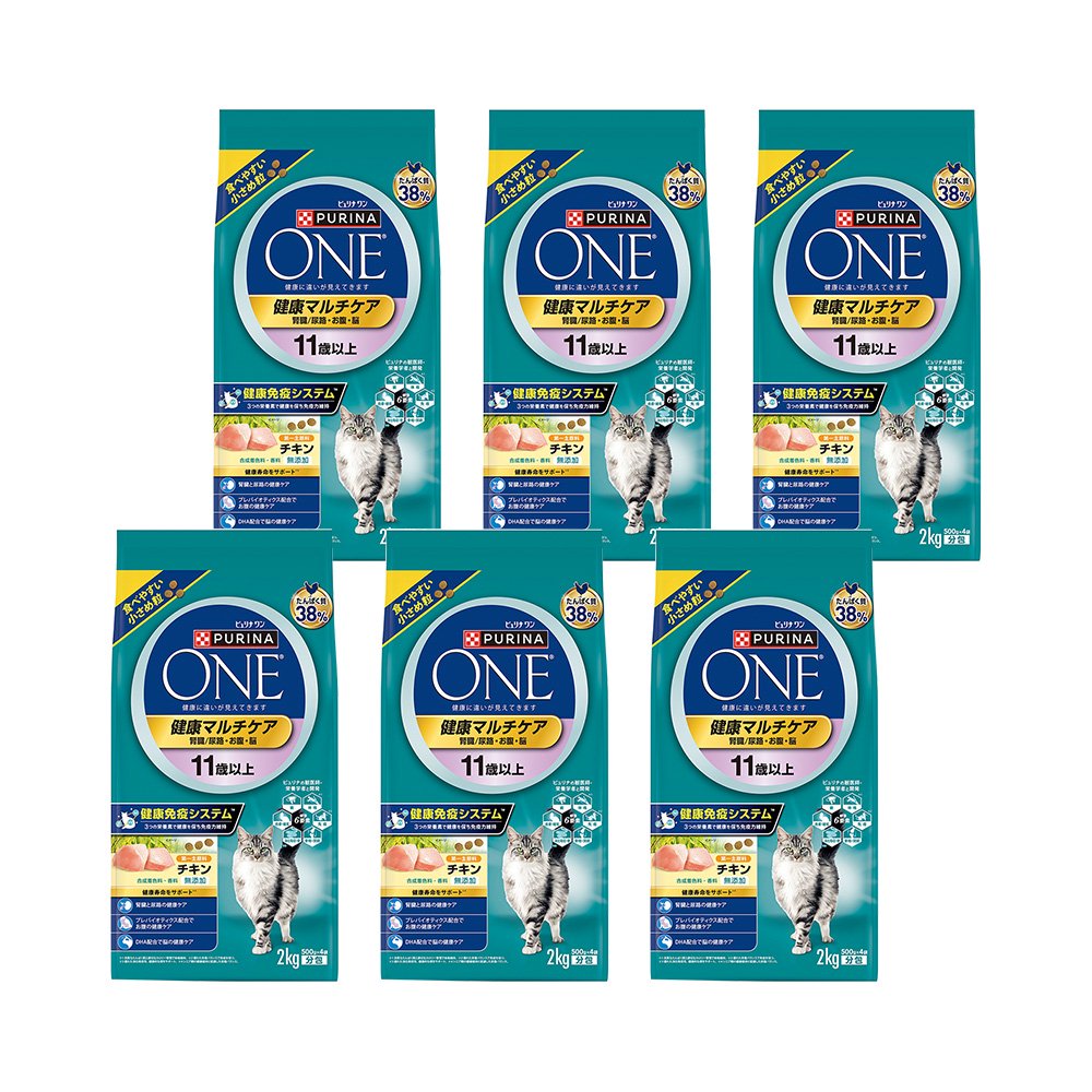 キャットフード　ピュリナワン　猫　キャット　健康マルチケア　１１歳以上　チキン　２ｋｇ（５００ｇX４袋）X６袋　ＣＲＣ35―15―68―20―00
