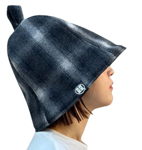 チェック柄 メルトン ウール & 次世代 3層構造 ポリエステル・メッシュ素材 特大サイズ! サウナハット オリジナル商品 男女兼用 ゆったり