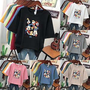 【3日内発送】ディズニーミッキー ペアルックTシャツ/レディース ルームウェア 半袖 Tシャツ 大きいサイズ