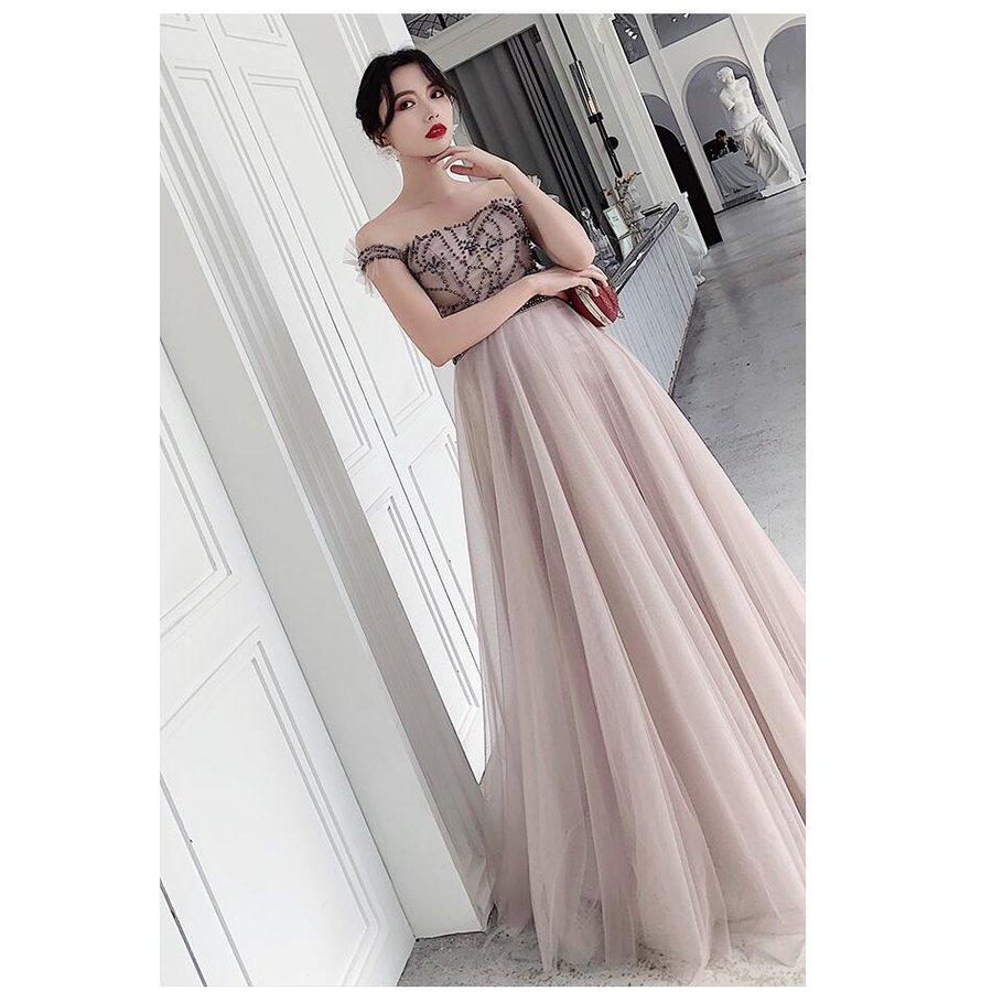 オフショルダー ウエディングドレス ロングドレス 結婚式 披露宴 二次会 謝恩会 演奏会 発表会 同