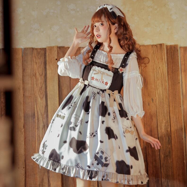 ロリータワンピース ジャンパースカート 可愛いロリータ服 甘ロリータ プリンセスドレス 可愛いワンピース プリント柄 パーティードレス フレアワンピース Lolita 大人コスチューム ゴスロリ ハロ