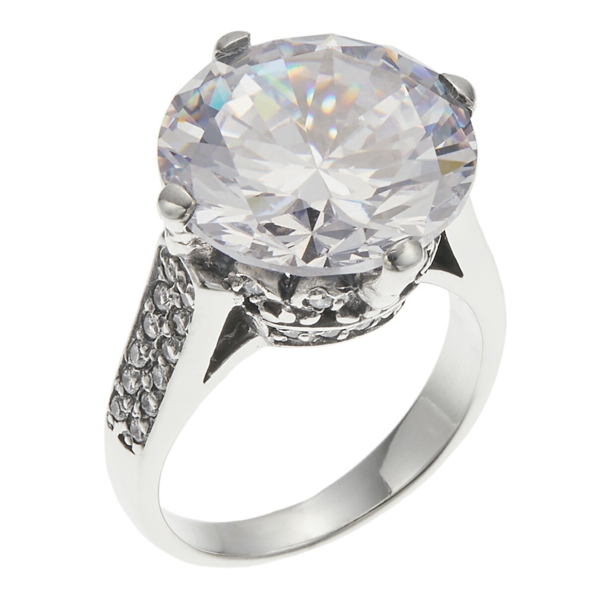 リング レディース シルバー925 キュービックジルコニア CZ 大粒 大ぶり 王冠 クラウン 一粒