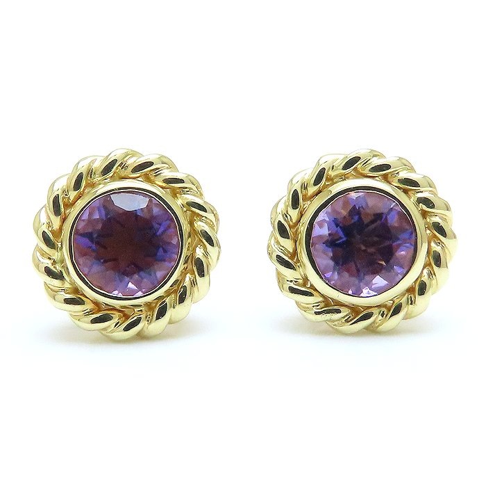 アメシスト ピアス K18YG イエローゴールド レディース/294223【中古】