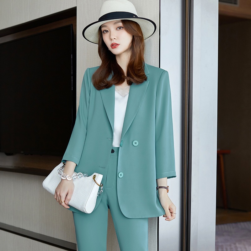 バックハイスリット ボタンポイント テーラードカラー ジャケット テーパードパンツ アウター ジャケット ミディアム丈 チュニック丈 七分袖 襟付き Vネック ボトムス ズボン アンクル丈