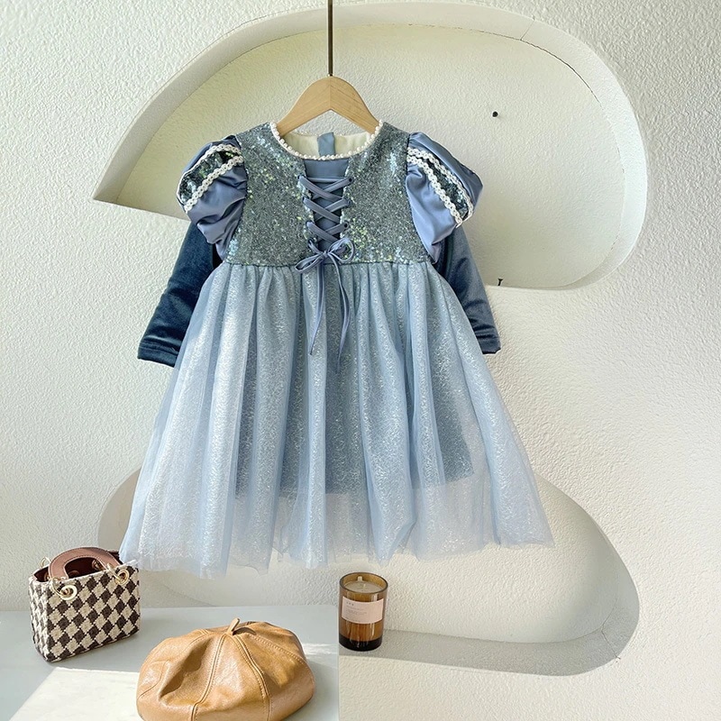 女の子ベルベット厚手ガーゼスカート女の赤ちゃんパフォーマンスドレス女の子超厚手ベルベットドレス